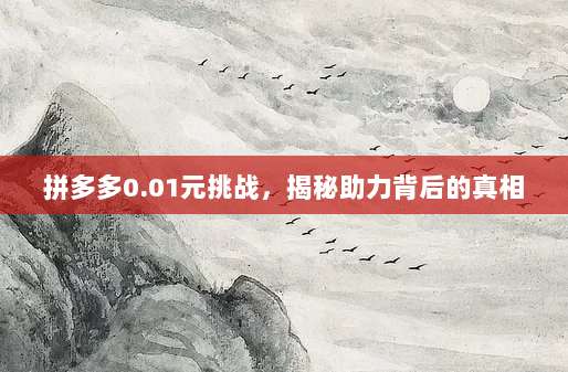 拼多多0.01元挑战,揭秘助力背后的真相