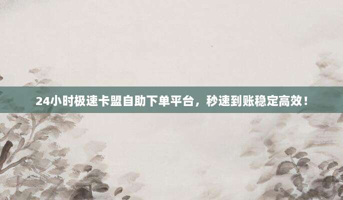 24小时极速卡盟自助下单平台,秒速到账稳定高效!
